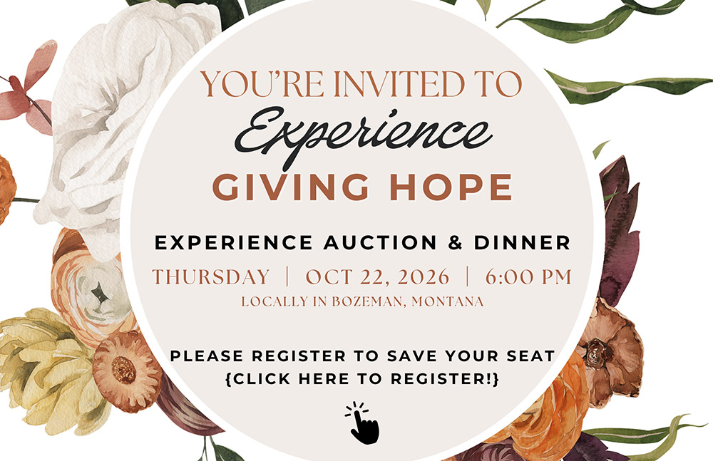 Experience Giving Hope Action & & Dinner flyer